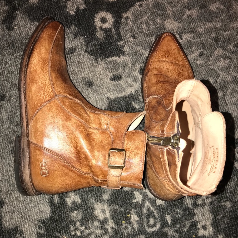 A pair of darling tan booties